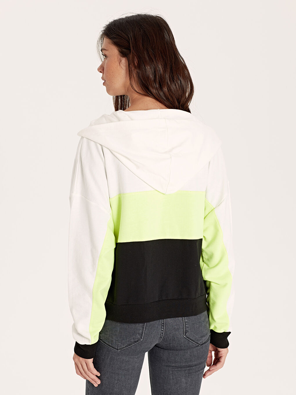 Ekru Fermuarlı Sweatshirt-2