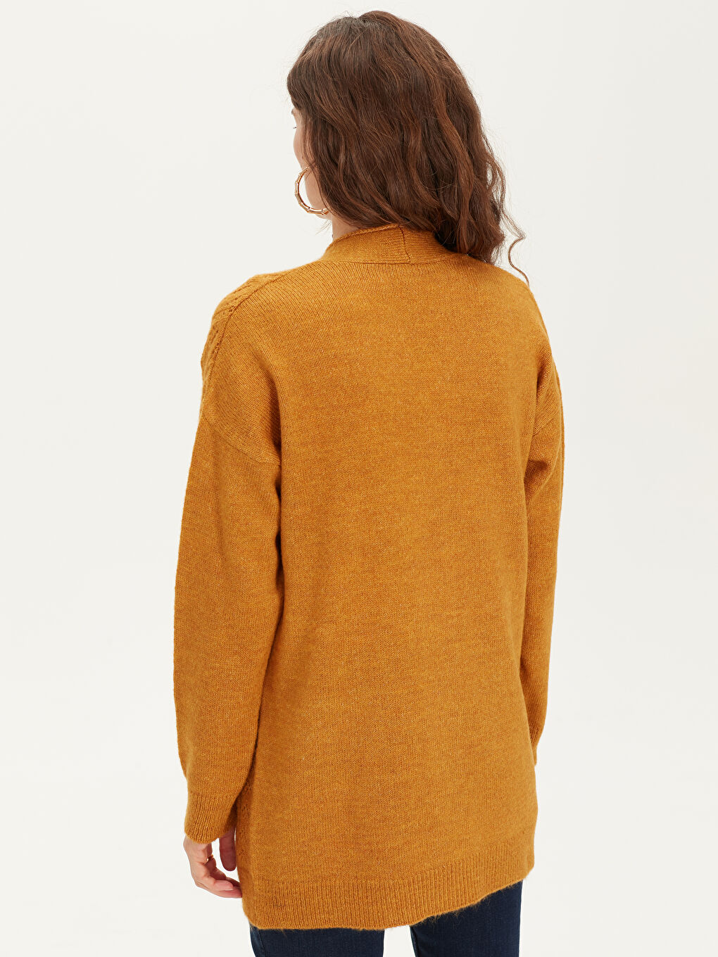 Sarı V Yaka Kadın Hırka-3