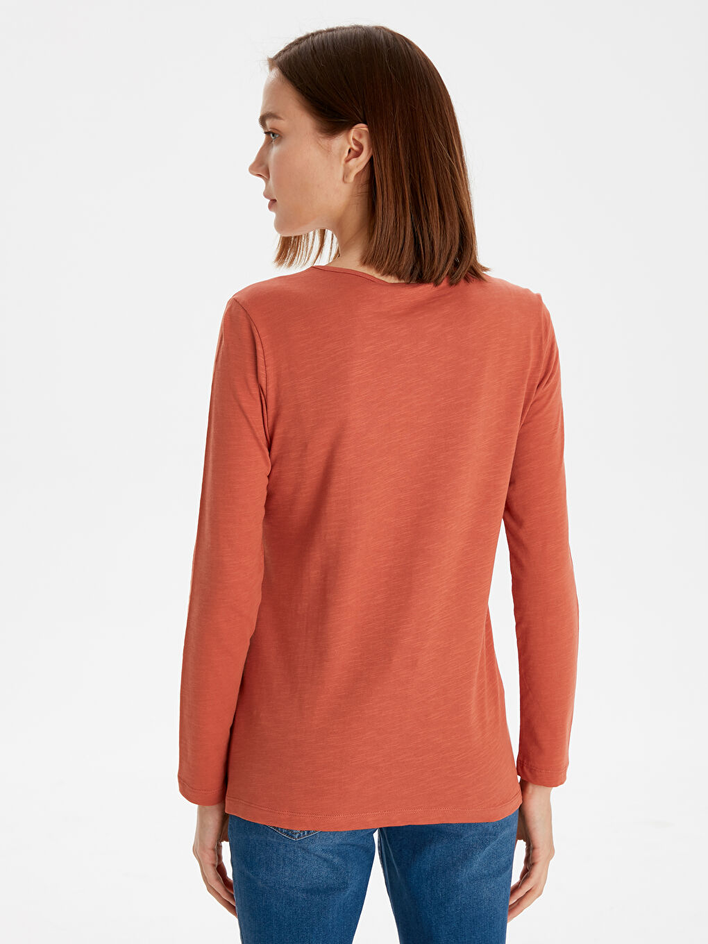 Kahverengi Standart Fit Kadın Tişört-2