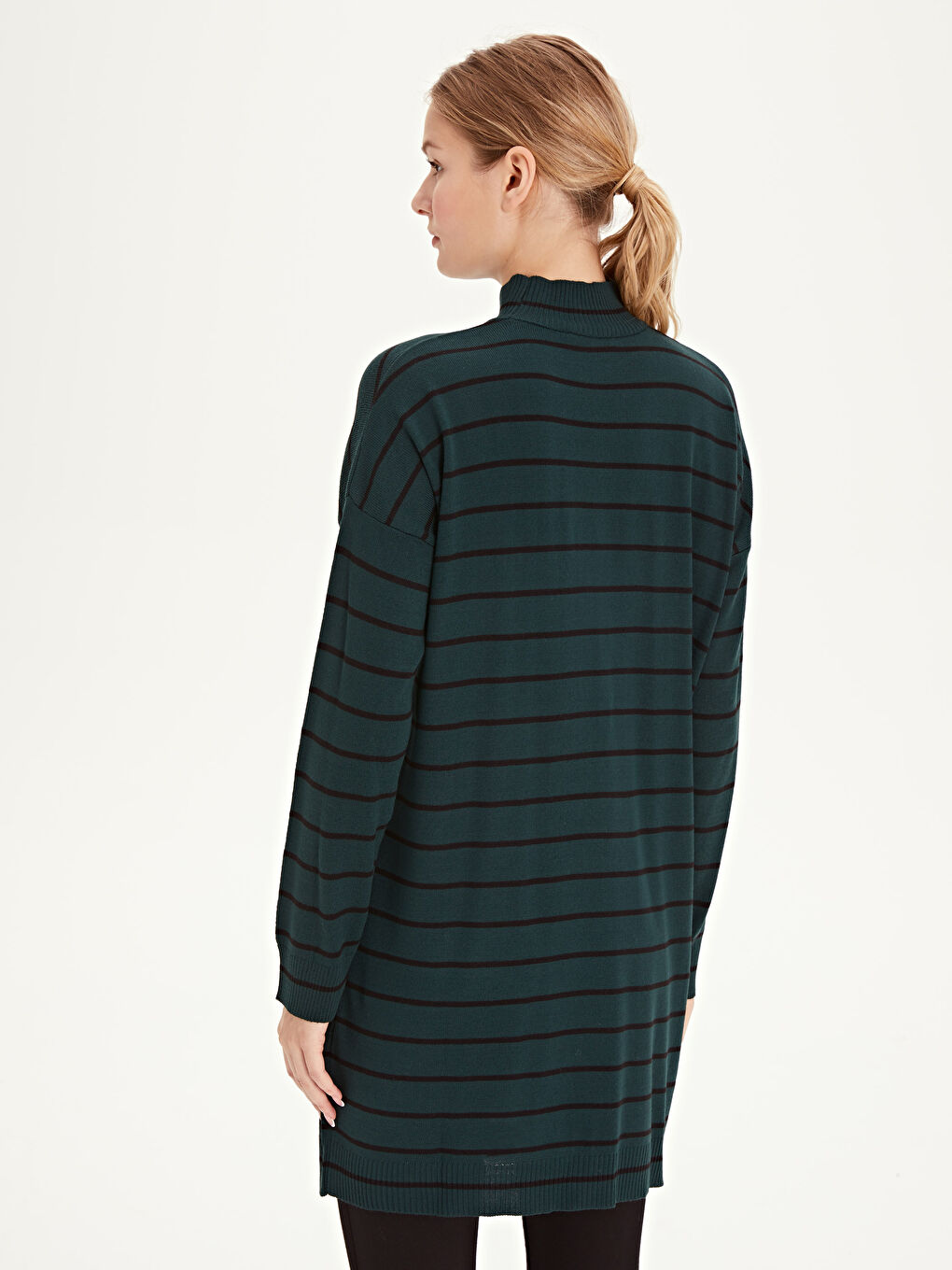 Yeşil Yarım Balıkçı Yaka Oversize Kadın Tunik-2