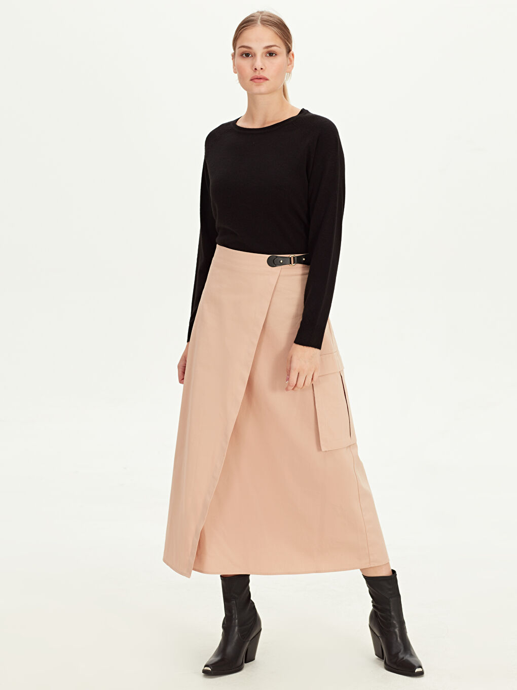 Bej Gabardin Kadın Etek-1