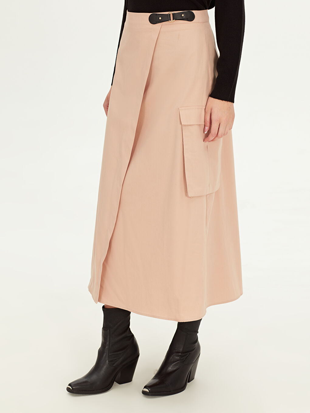 Bej Gabardin Kadın Etek-2