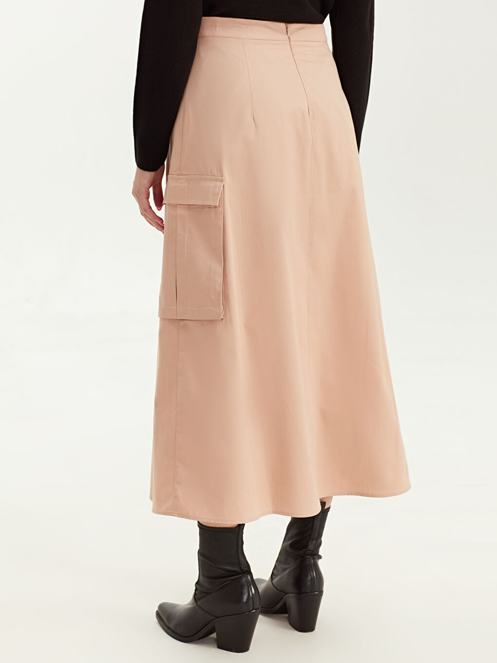 Bej Gabardin Kadın Etek-3