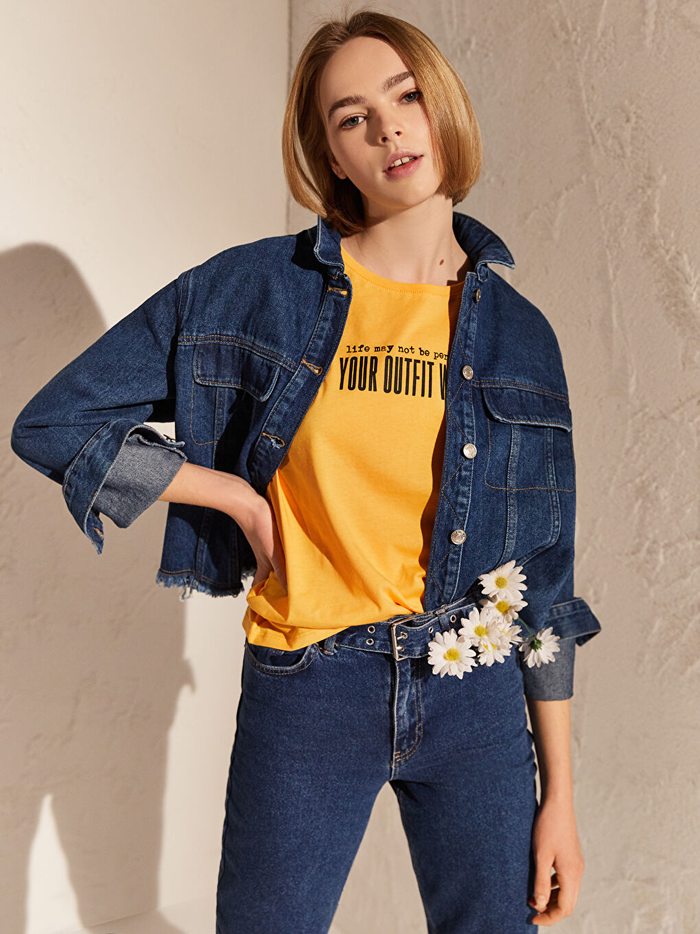 İndigo Kadın Cepli Jean Ceket