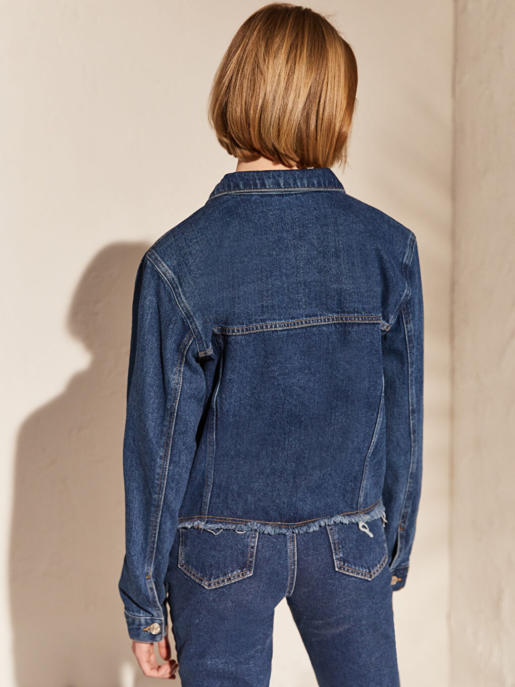 İndigo Kadın Cepli Jean Ceket-4