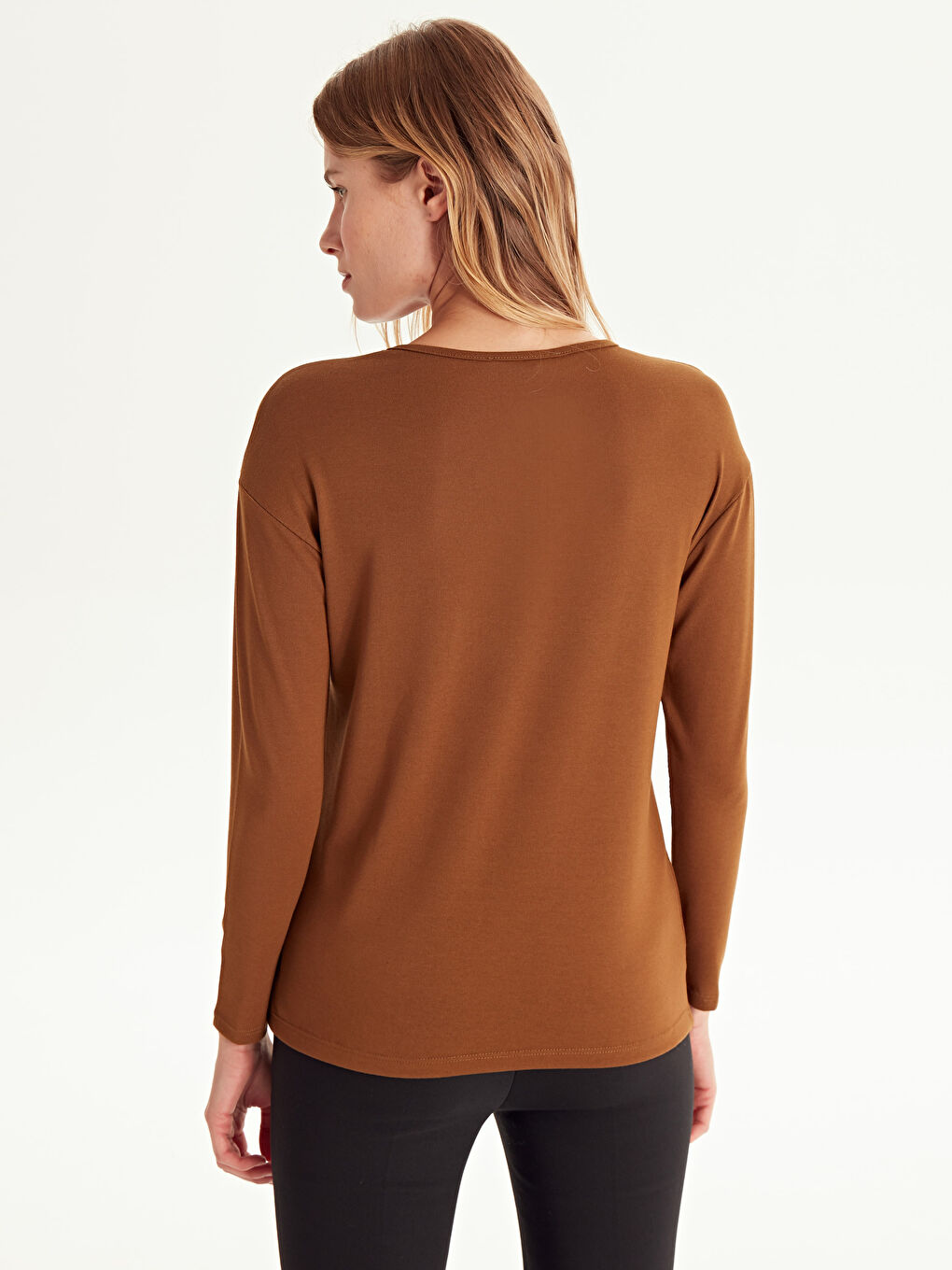 Sarı Baskılı Uzun Kollu Kadın Tişört-3