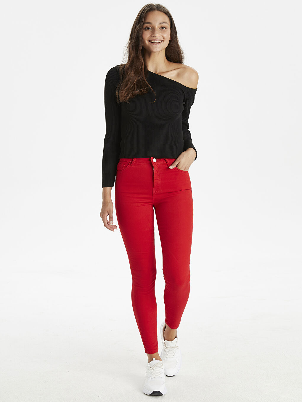 Kırmızı Jüpiter Süper Skinny Fit Kadın Jean Pantolon