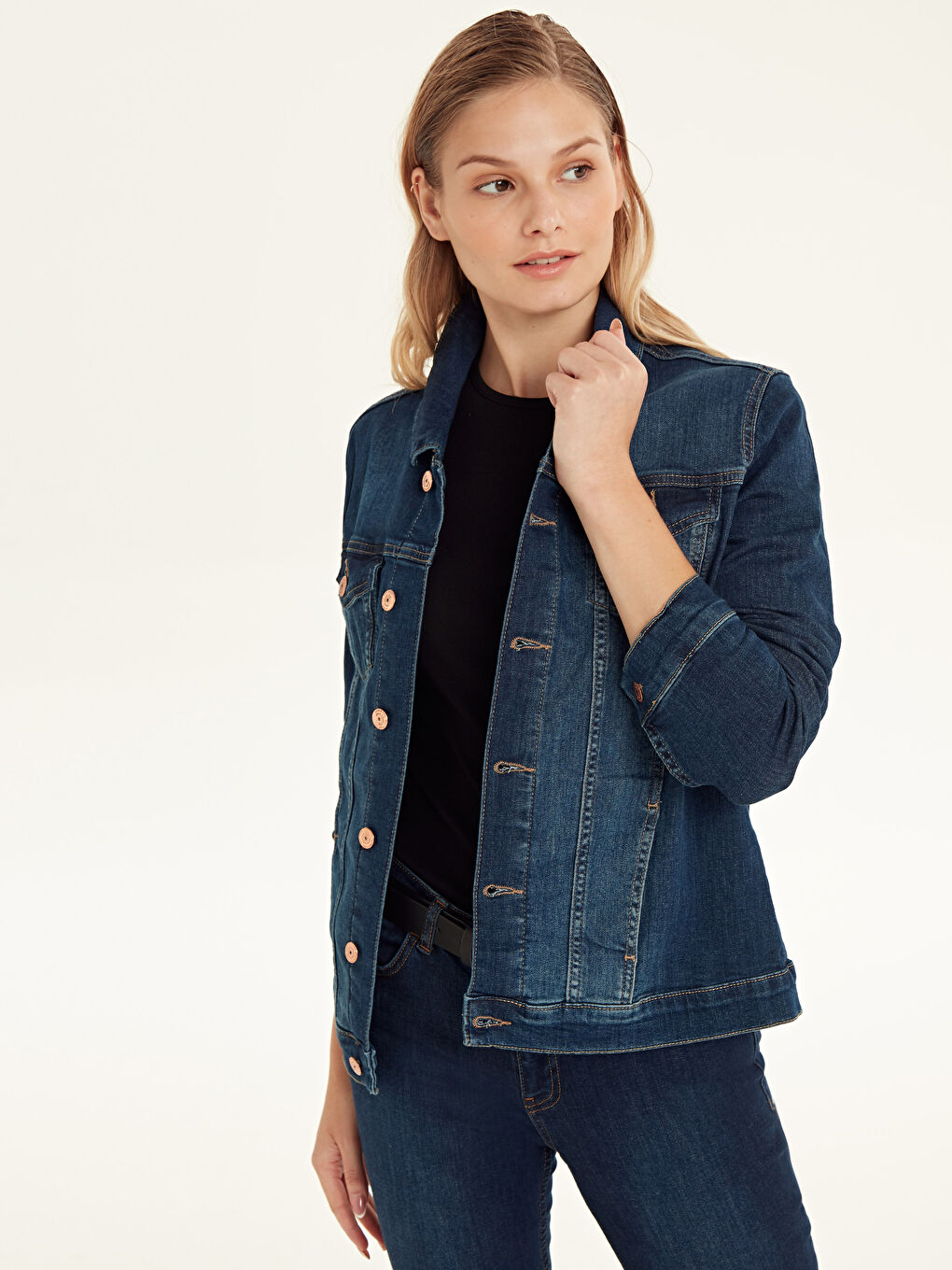 İndigo Standart Fit Kadın Jean Ceket-2