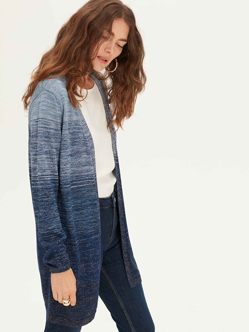 Lacivert V Yaka Kadın Hırka-1