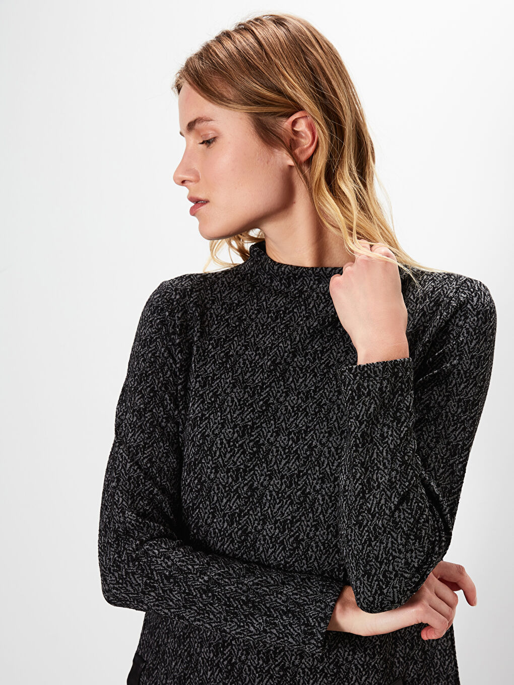 Antrasit Standart Fit Uzun Kollu Kadın Elbise-2