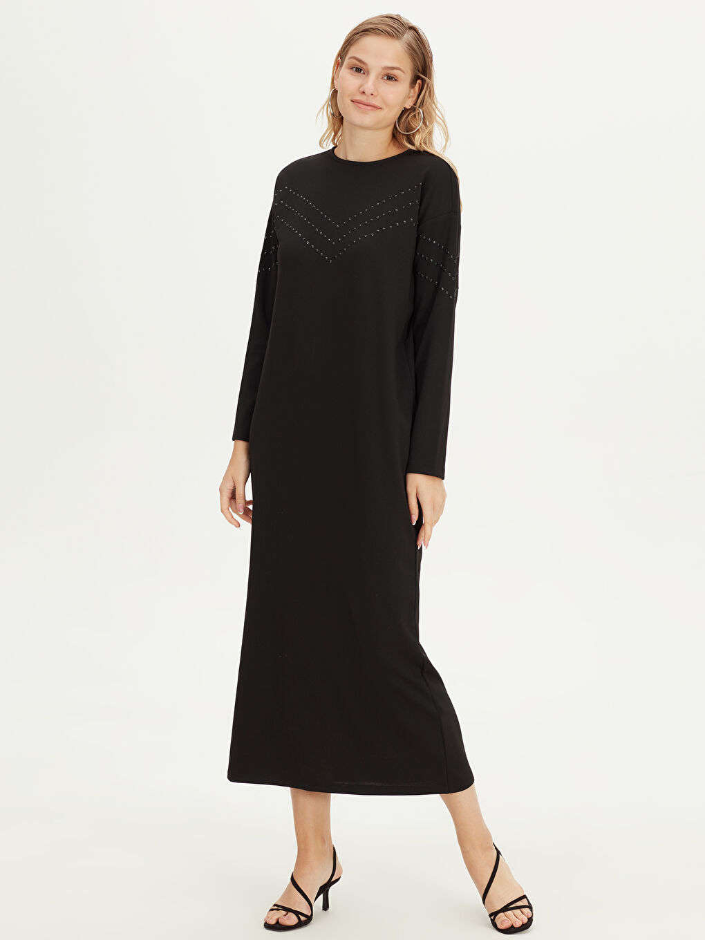 Siyah Standart Fit Uzun Kollu Kadın Elbise