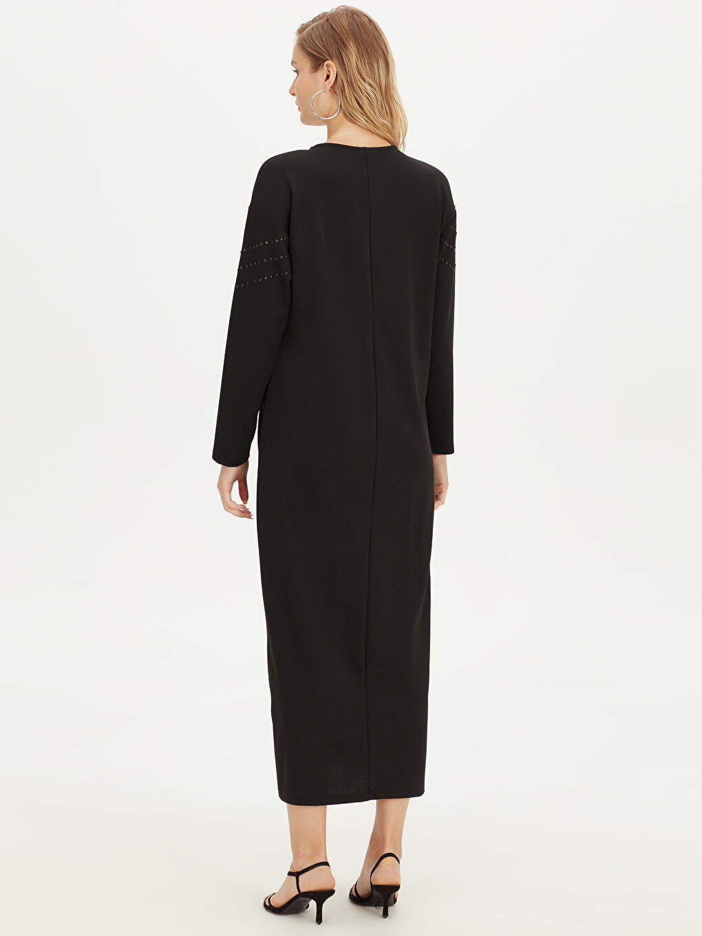 Siyah Standart Fit Uzun Kollu Kadın Elbise-2