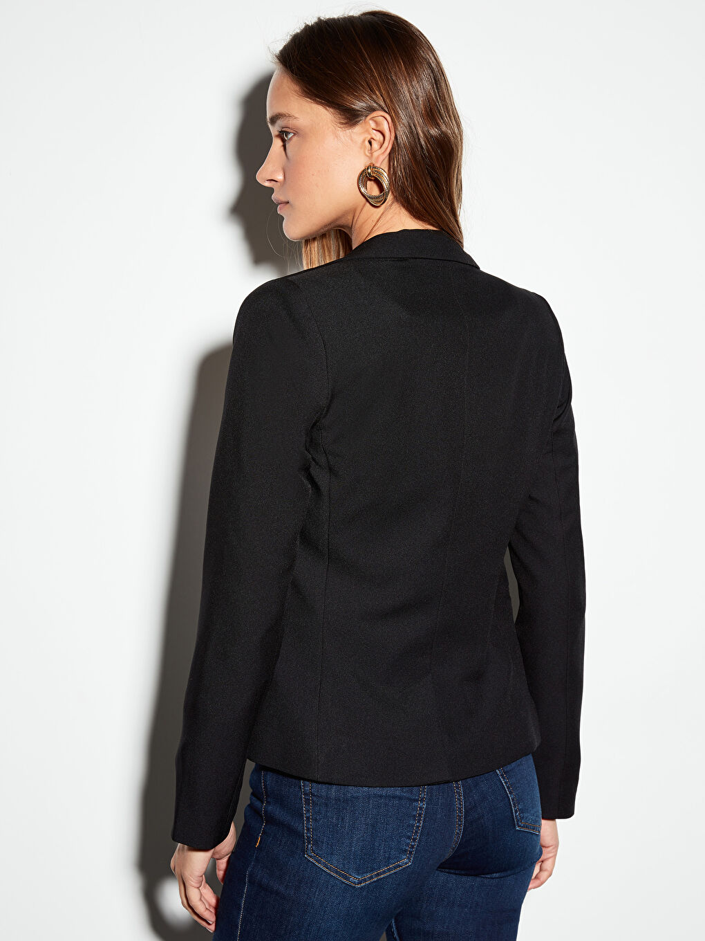 Siyah Dar Fit Uzun Kollu Kadın Ceket-2