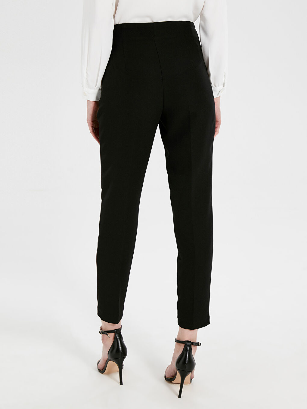 Siyah Yüksek Bel Esnek Kadın Pantolon-2