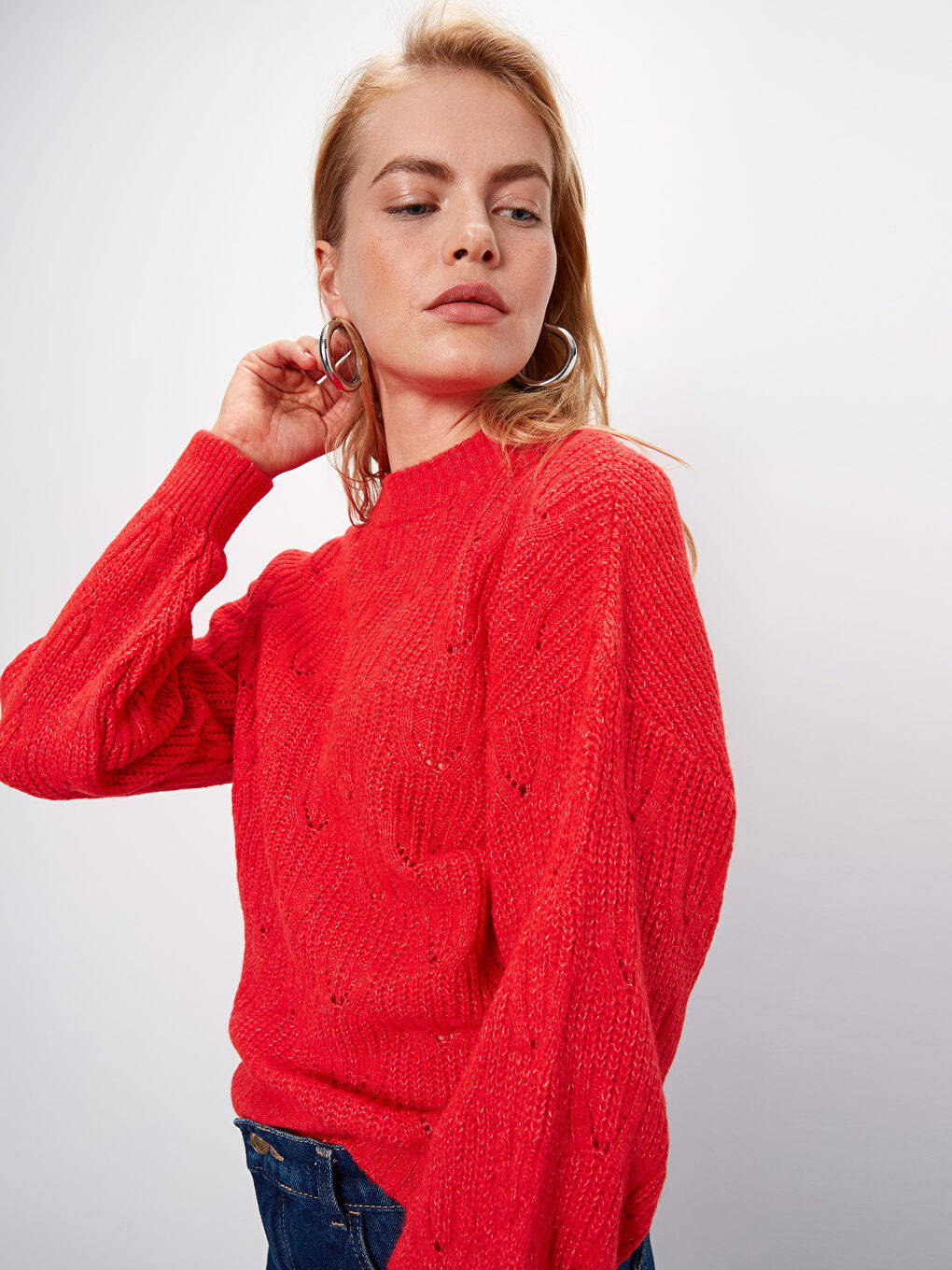 LCW Vision Crew Neck Long Sleeve Women's Sweater -9WL561Z8-GRQ