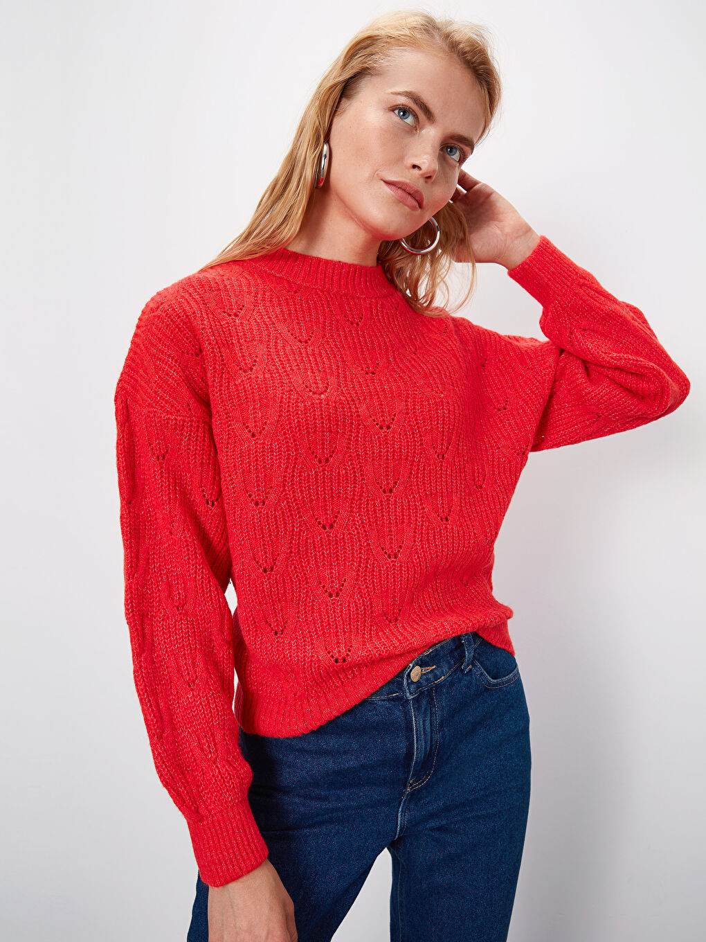 LCW Vision Crew Neck Long Sleeve Women's Sweater -9WL561Z8-GRQ