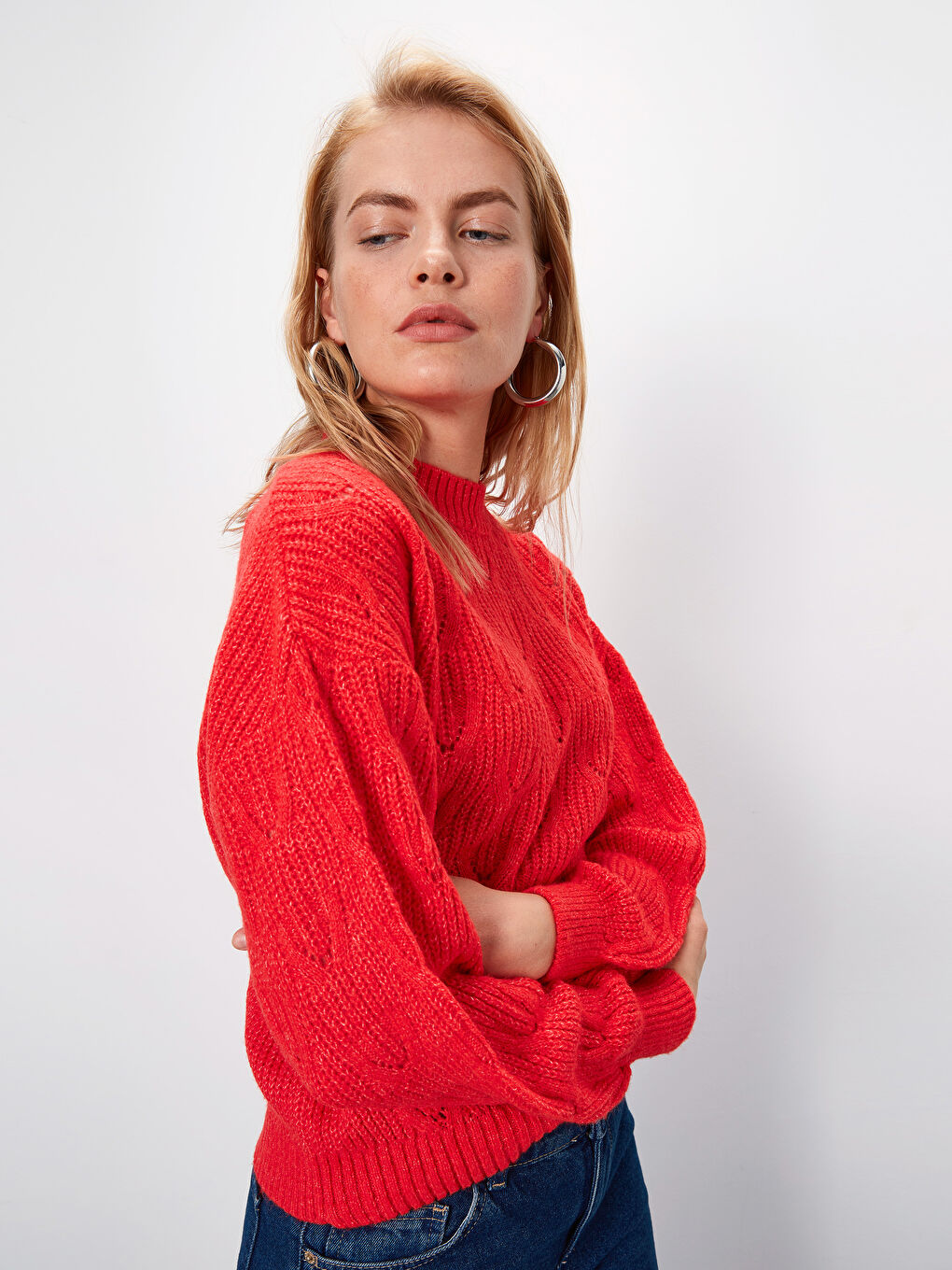 LCW Vision Crew Neck Long Sleeve Women's Sweater -9WL561Z8-GRQ