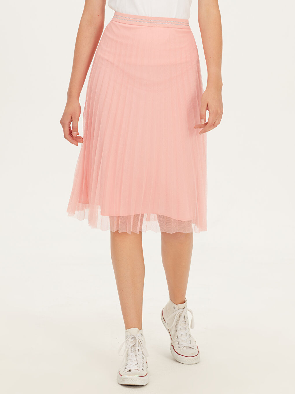 Pembe Tül Kadın Etek-1