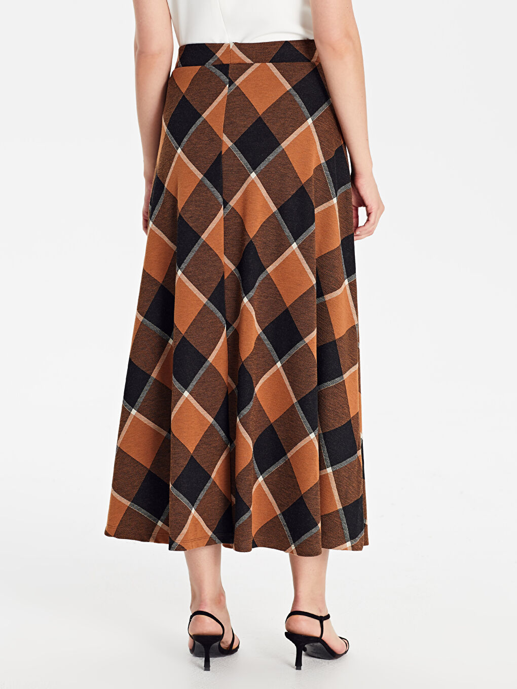 Kahverengi Rahat Kalıp Kadın Etek-2