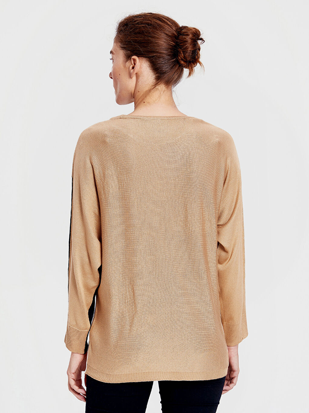 Bej Bisiklet Yaka Kadın Kazak-2