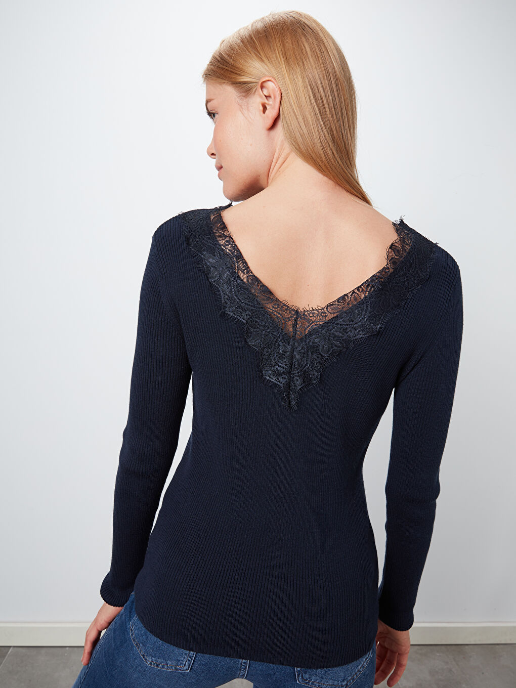 Женщины Синий Свитер-2