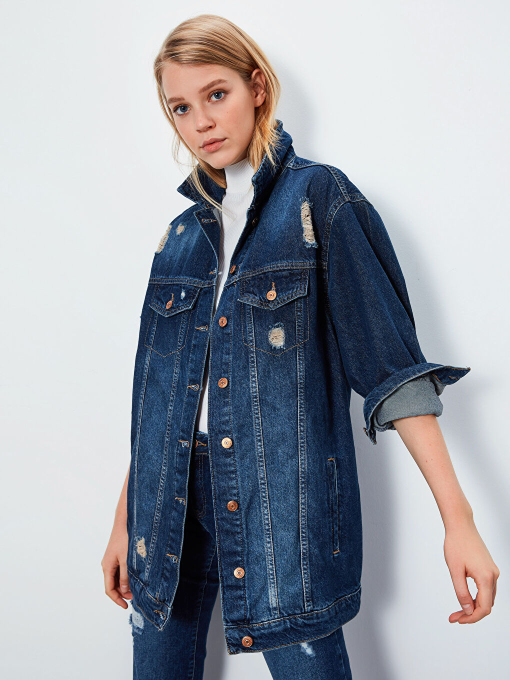 İndigo Kadın Jean Ceket-1