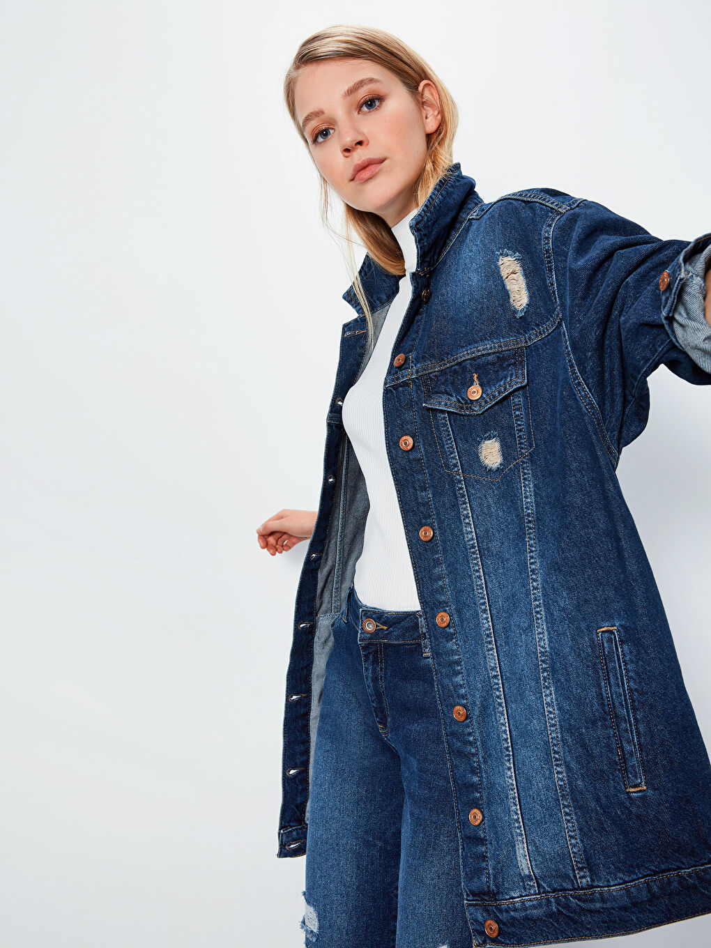 İndigo Kadın Jean Ceket-2