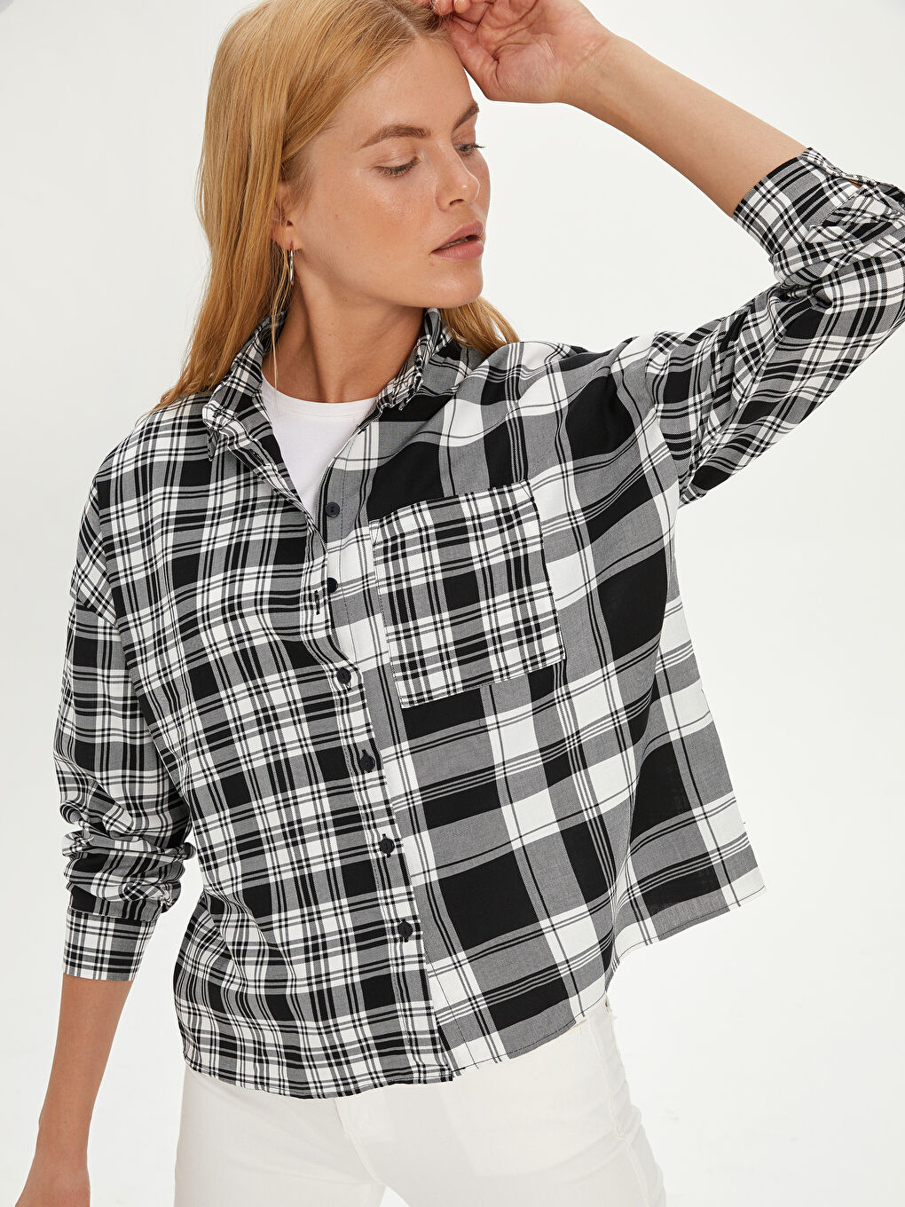 Shirt Collar Standard Fit Long Sleeve Women's Shirt-1