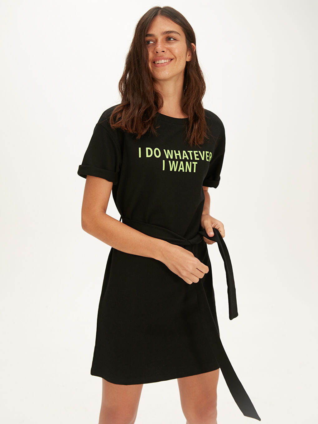 Siyah Kısa Kollu Kadın Elbise-2