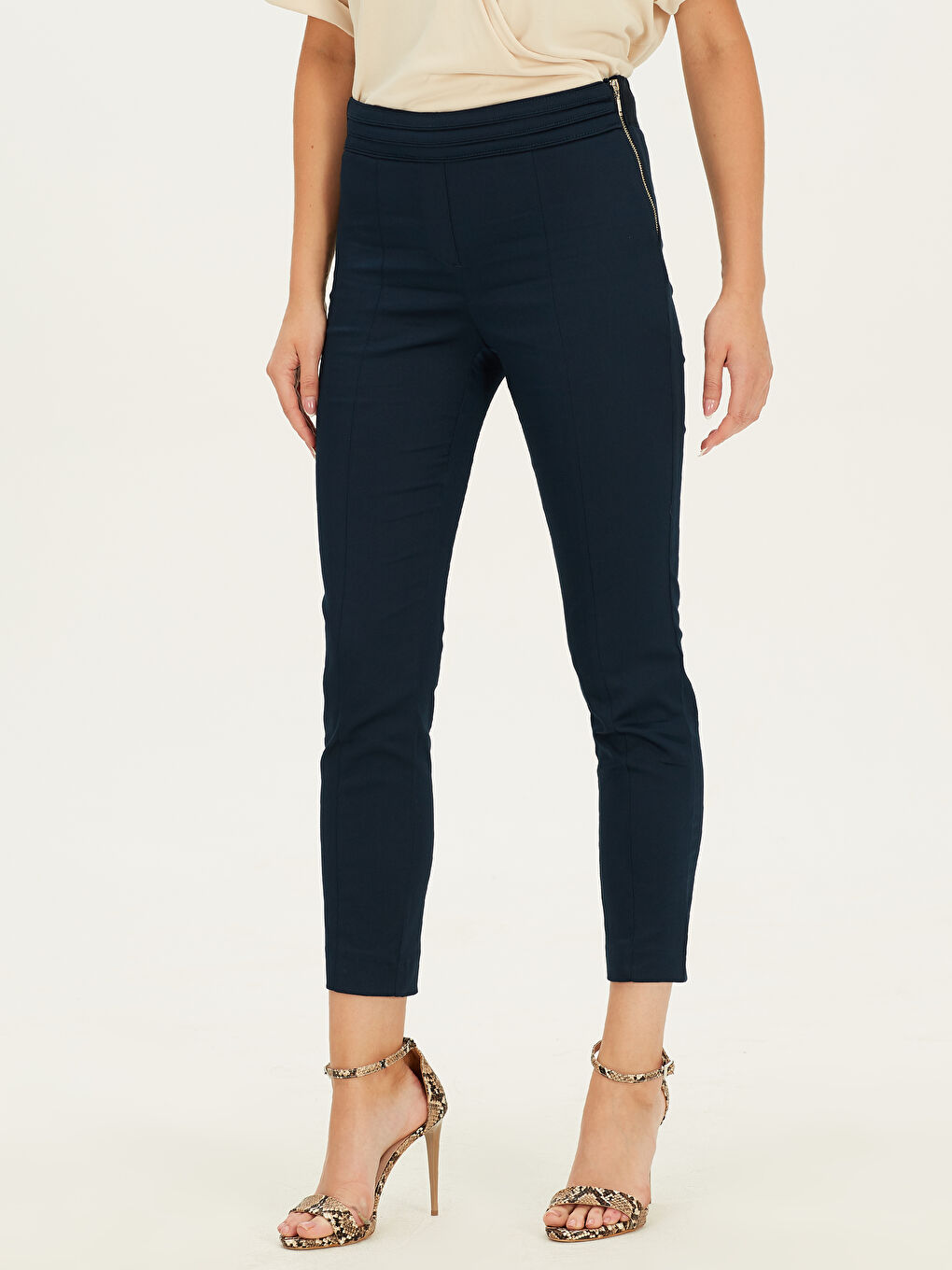 Lacivert Ekstra Dar Fit Kadın Pantolon-2