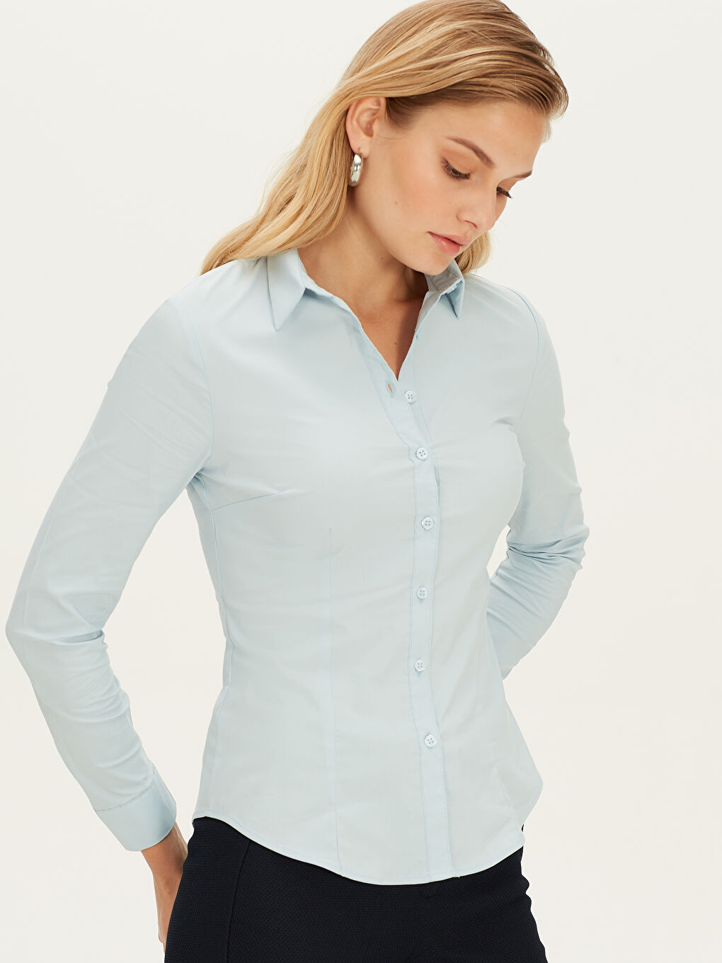 Сорочка Відкладний комір Звичайний крій Довгий рукав Поплін Для жінок Простий Вуаль Сорочка