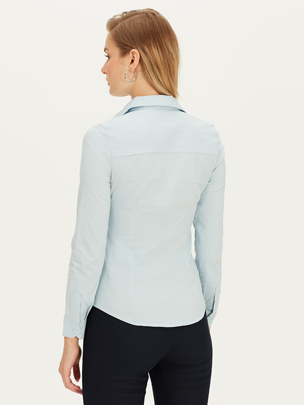 Сорочка Відкладний комір Звичайний крій Довгий рукав Поплін Для жінок Простий Вуаль Сорочка-3