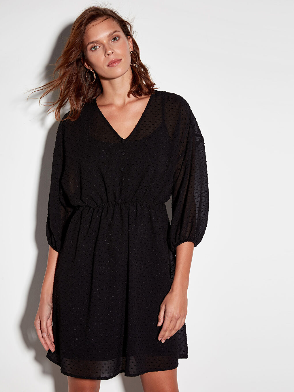 LCW Vision V-Neck Patterned Women's Dress -9WM409Z8-CVL