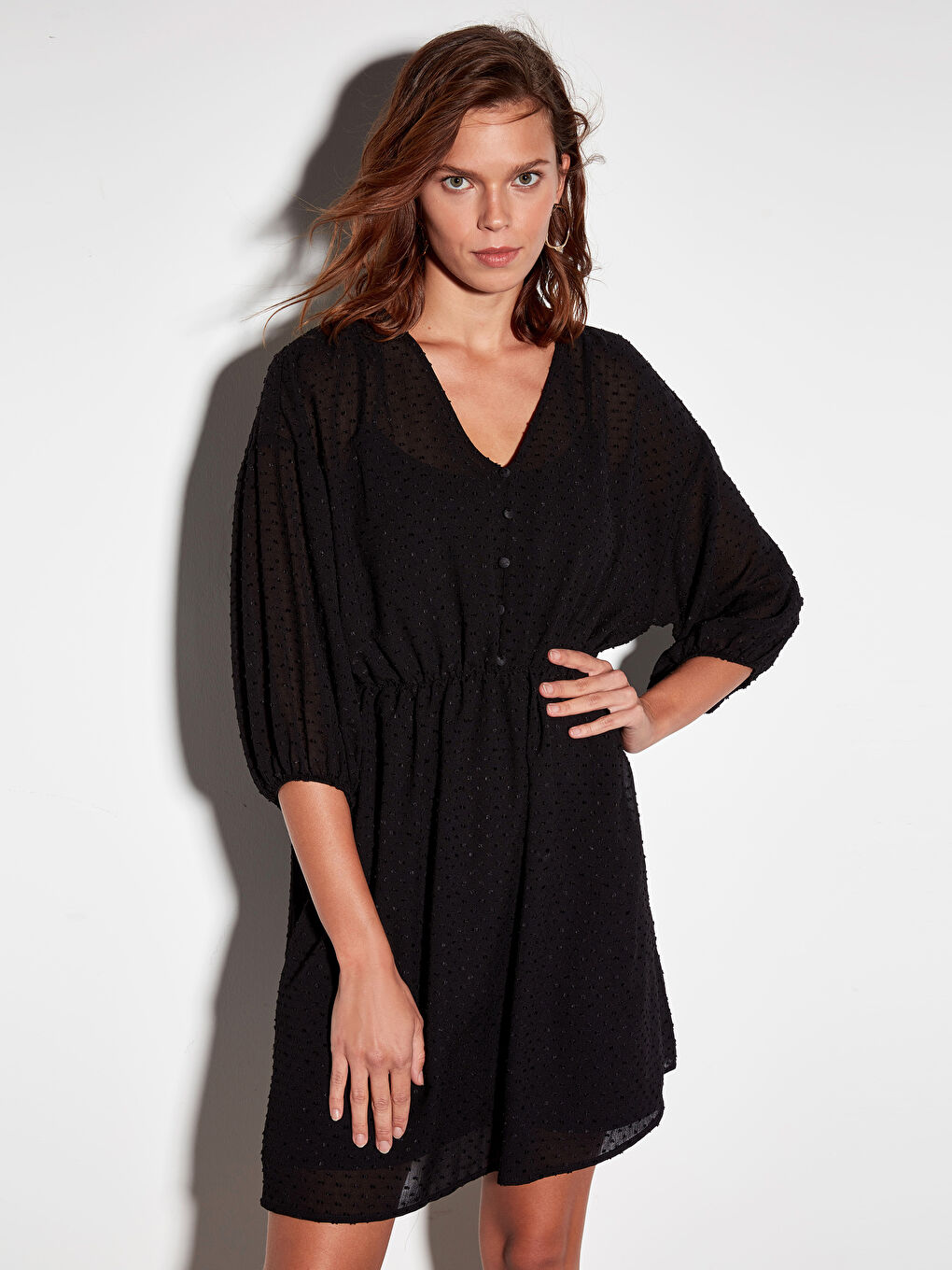 LCW Vision V-Neck Patterned Women's Dress -9WM409Z8-CVL