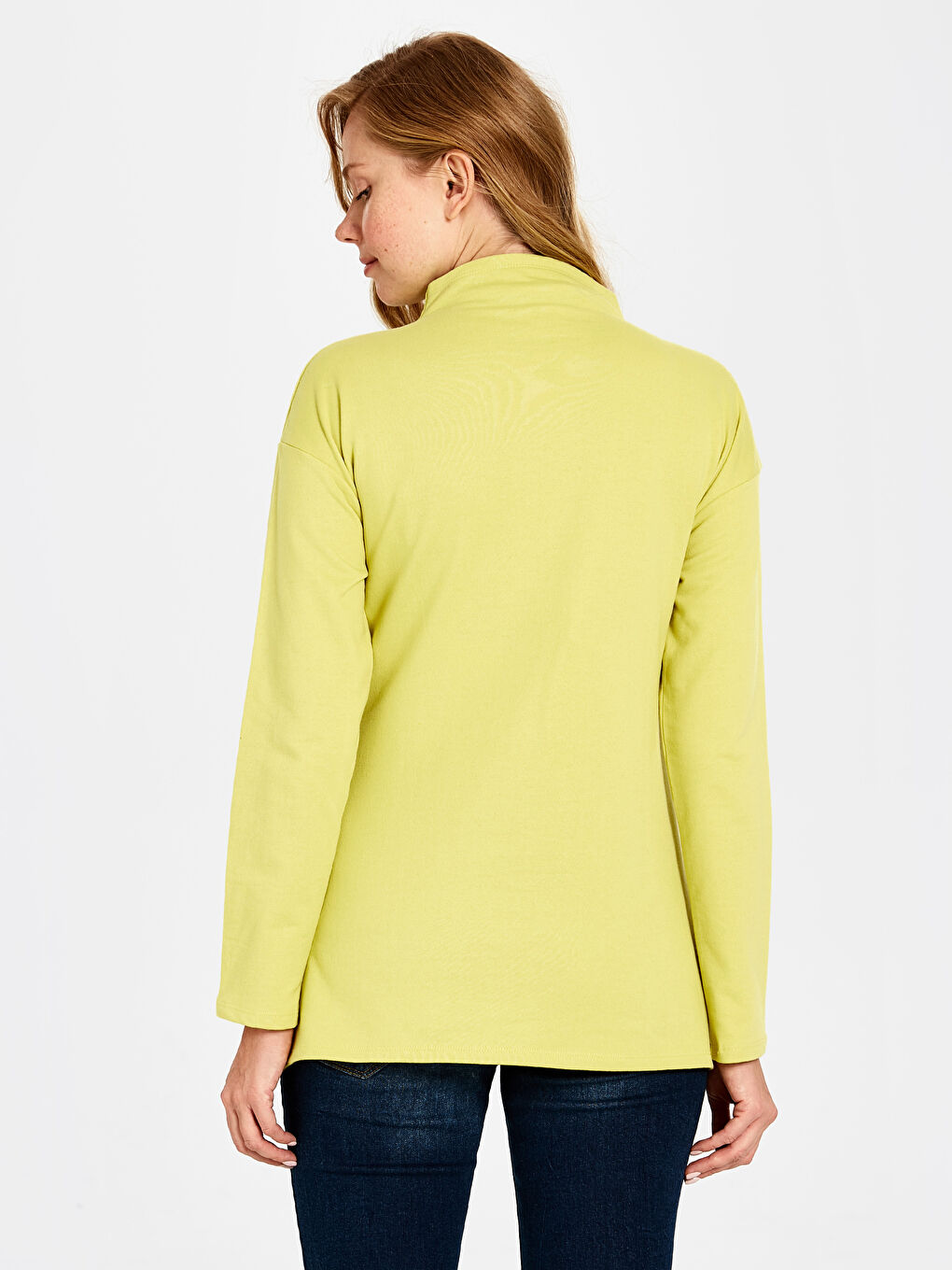 Sarı Yarım Balıkçı Yaka Hamile Sweatshirt-3