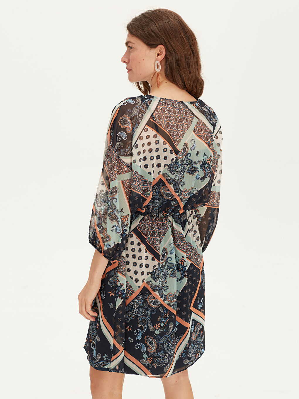 V-Neck Long Sleeve Chiffon Women's Dress-1