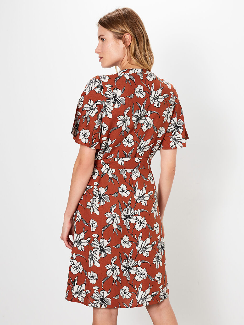 Turuncu Baskılı Elbise-2