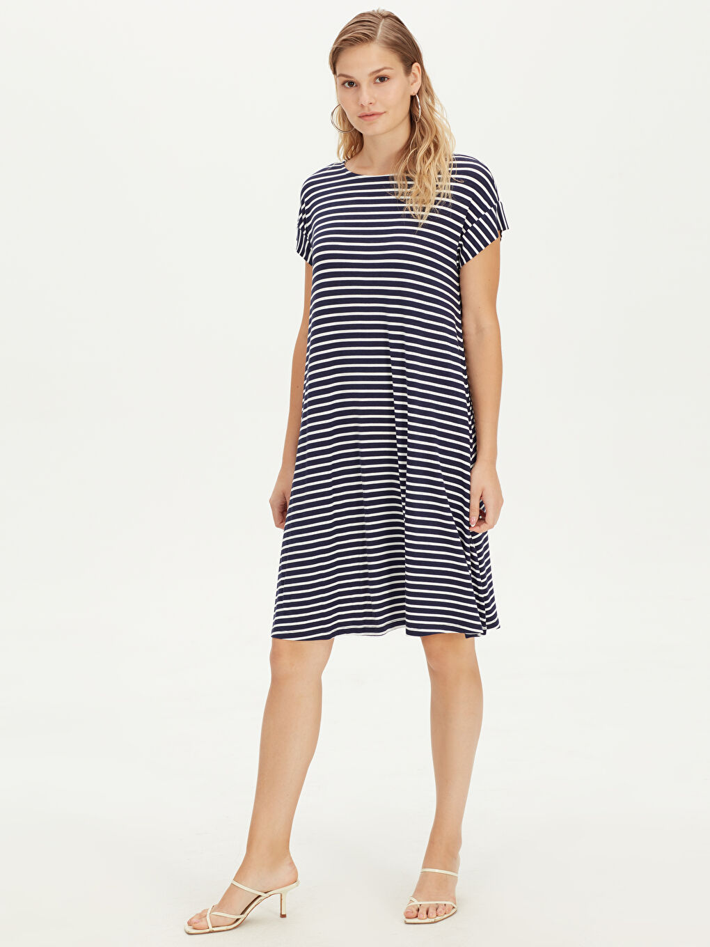 Lacivert Baskılı Elbise