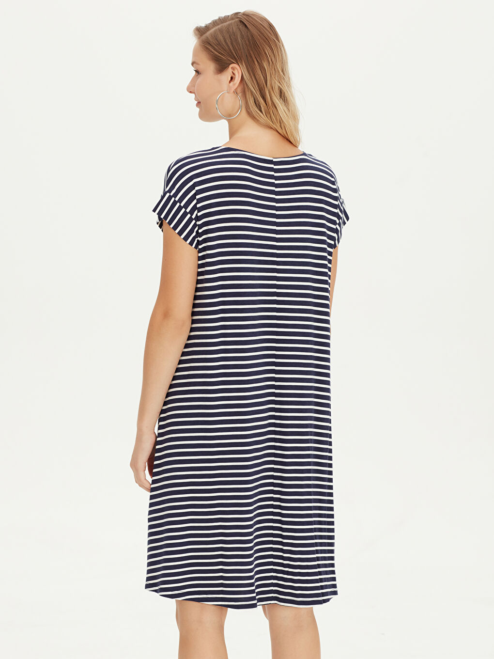 Lacivert Baskılı Elbise-3