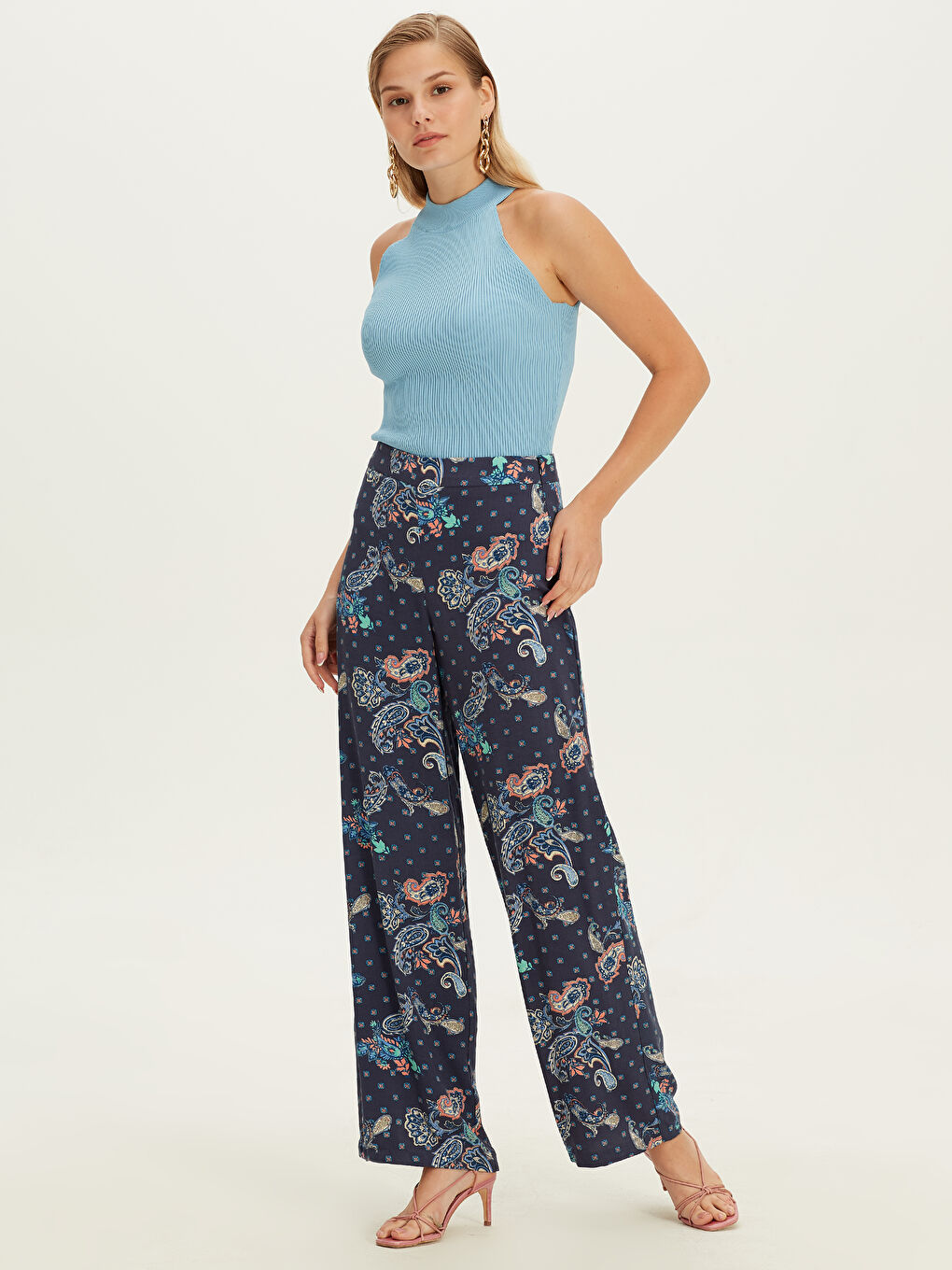 Lacivert Rahat Kalıp Kadın Pantolon-1