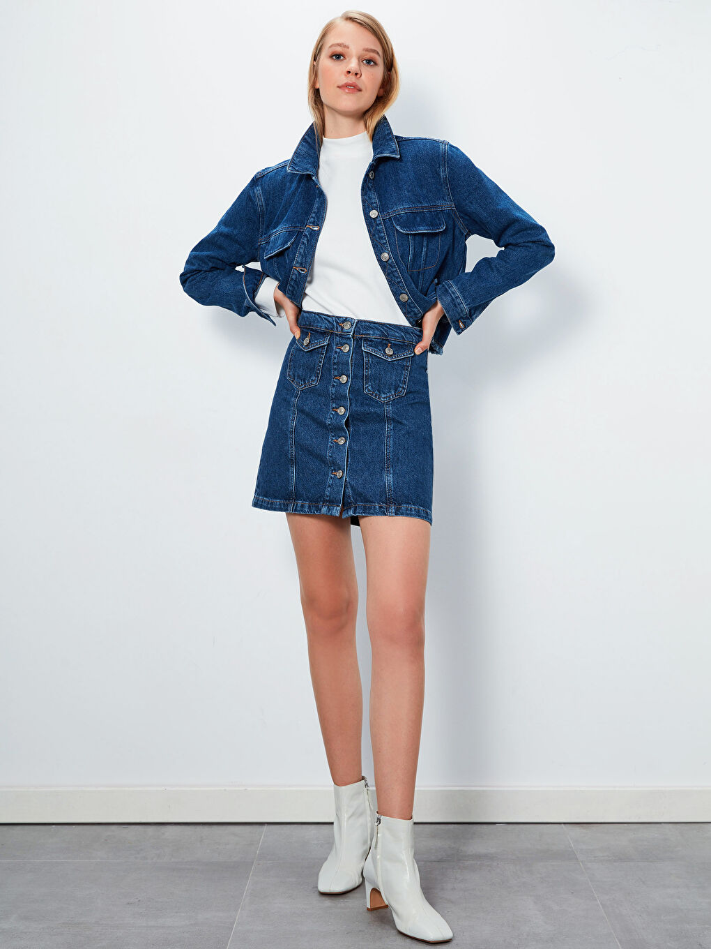 İndigo Standart Fit Kadın Jean Etek