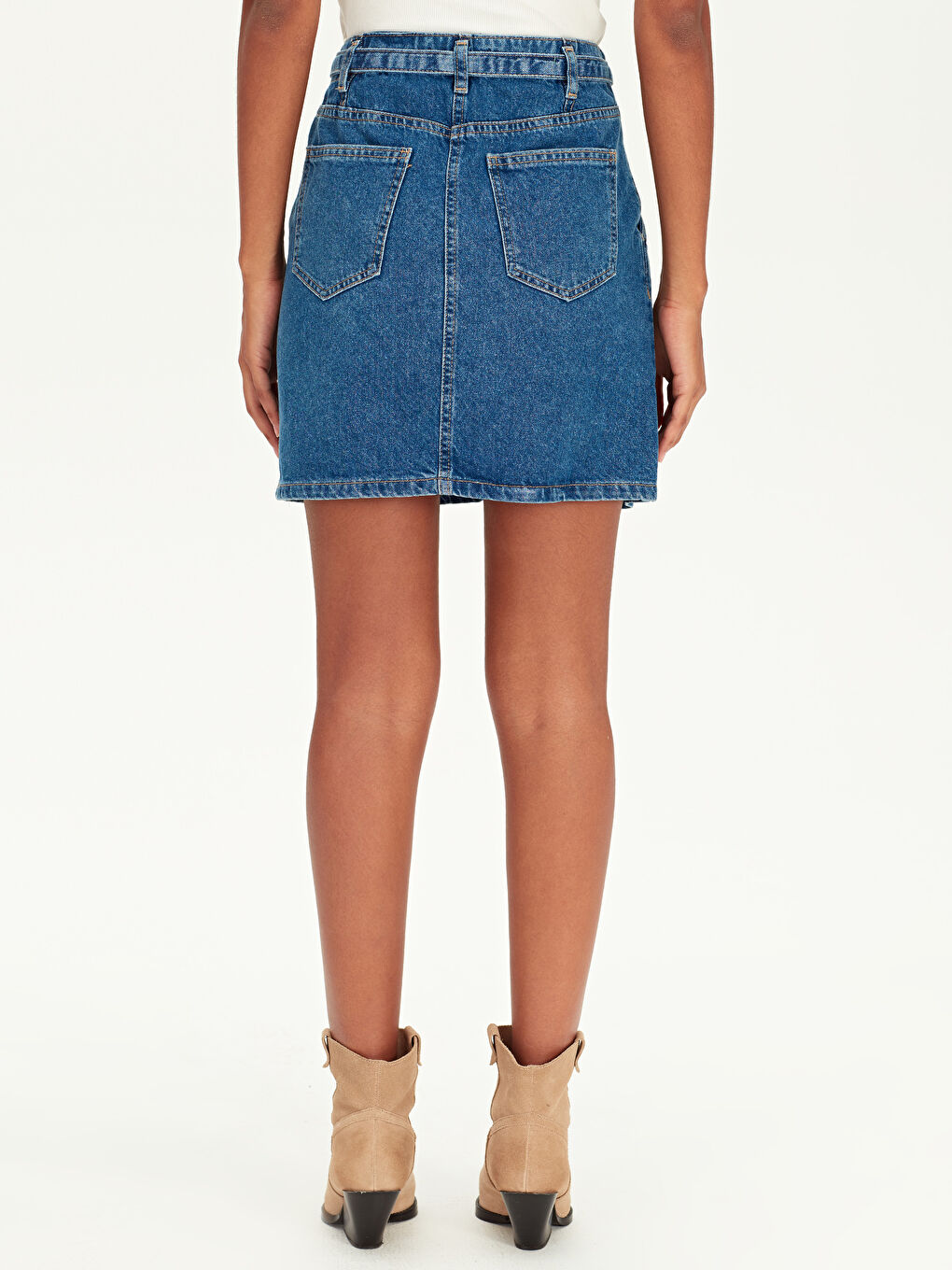 Jupe en Jean Unie à Coupe Standard pour Femmes-2