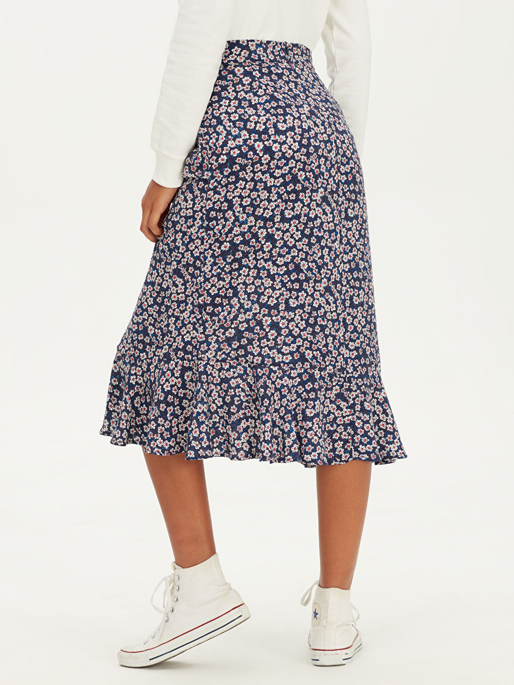 Ruffle Detailed Patterned Women's Skirt-3