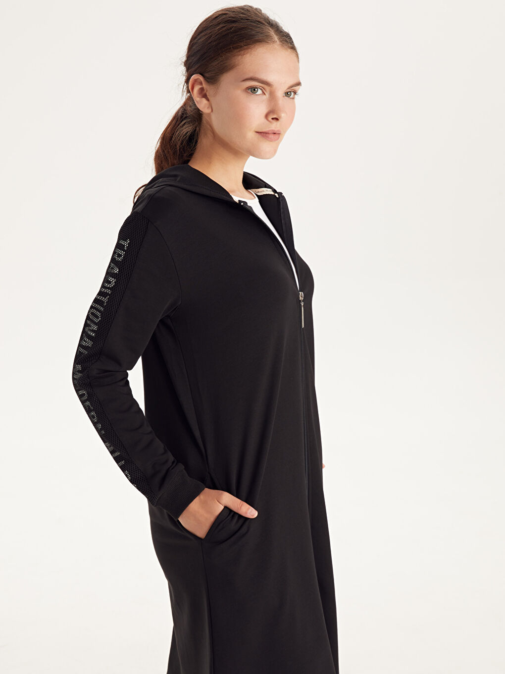 Yeni Siyah Fermuarlı Sweatshirt-1