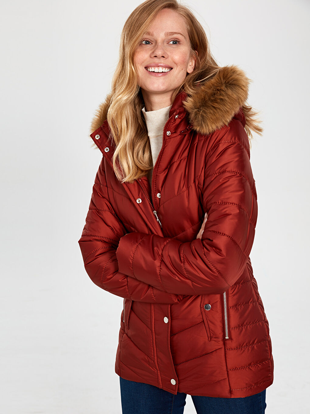 Turuncu Tarçın Şişme Mont