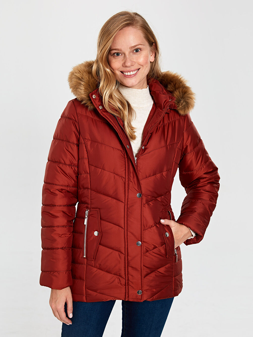 Turuncu Tarçın Şişme Mont-1