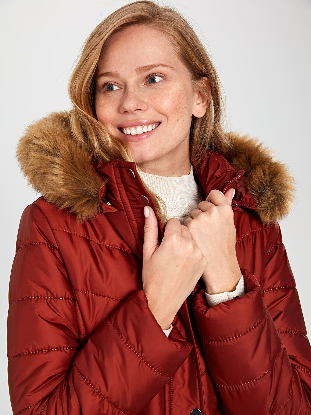 Turuncu Tarçın Şişme Mont-2