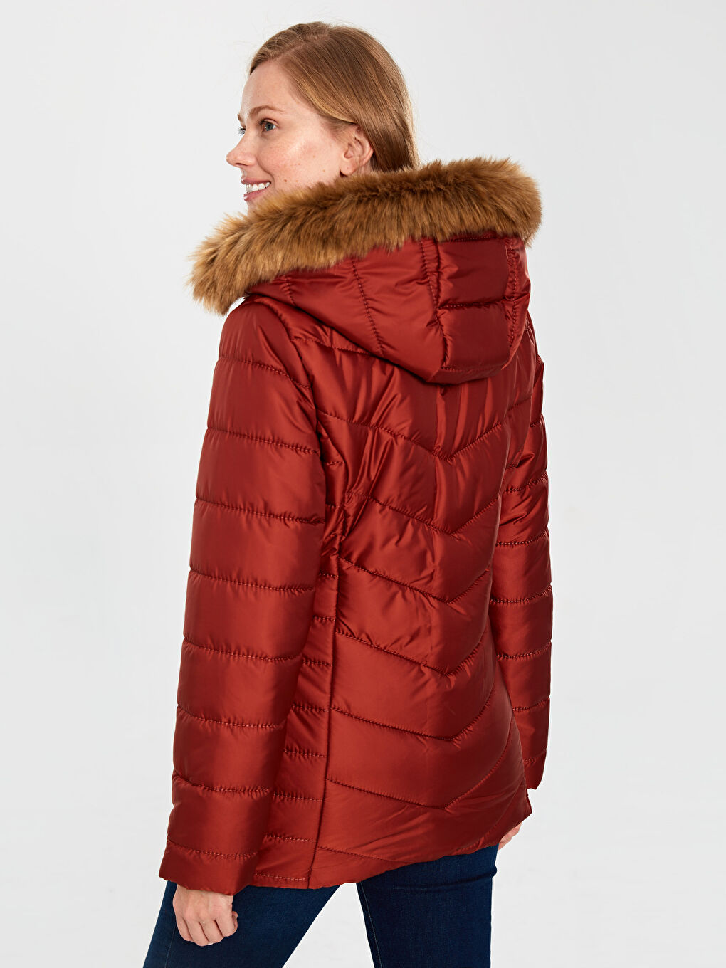 Turuncu Tarçın Şişme Mont-4