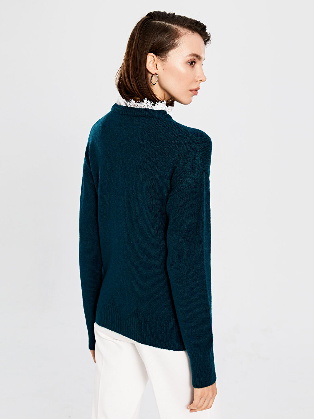 LCW Vision Lace Detailed Collar Heavy Tricot Jumper -9WN140Z8-JSA