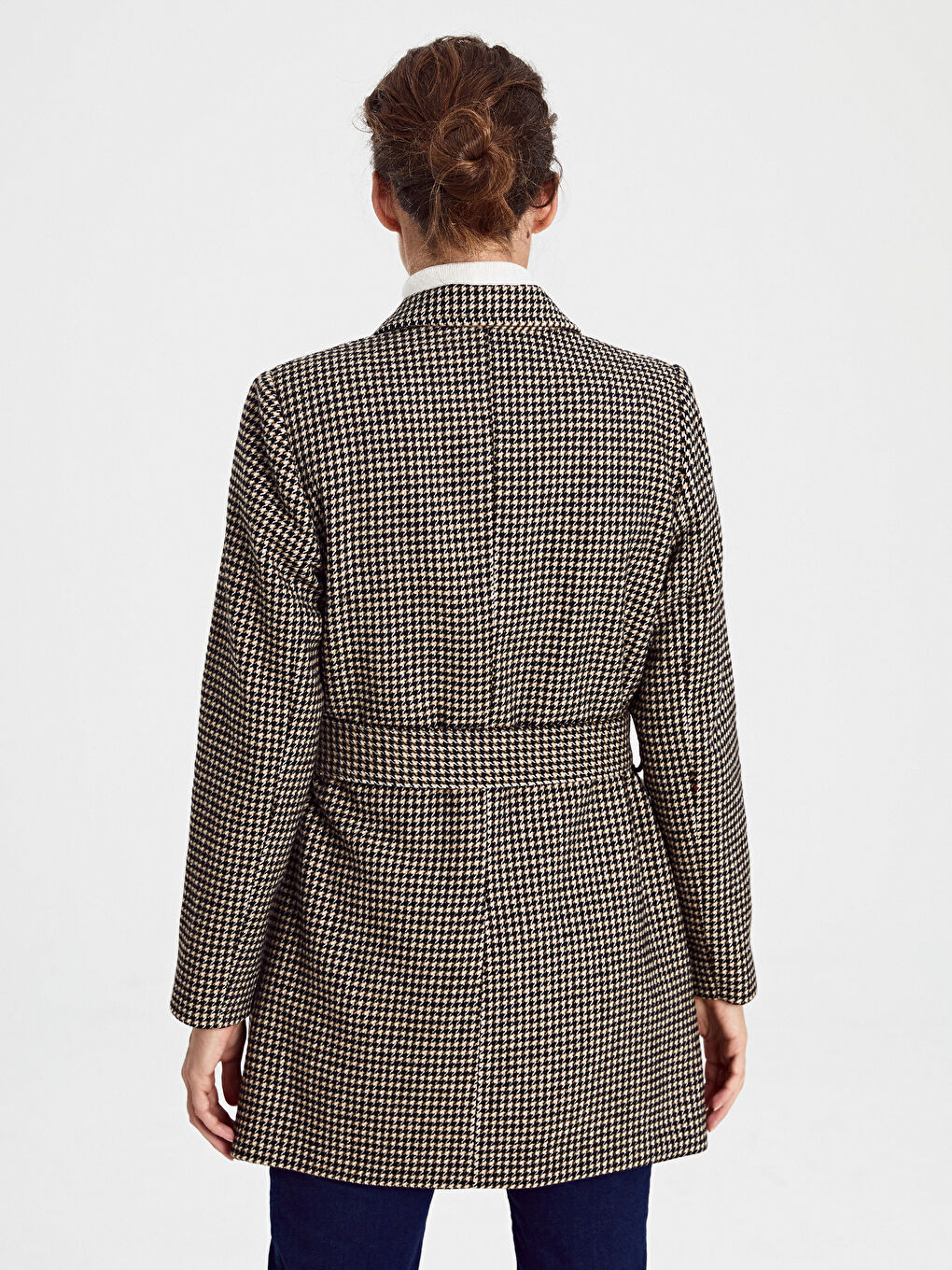 Siyah Uzun Kollu Kadın Kaşe Kaban-3